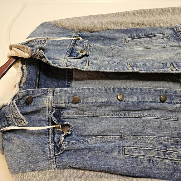 Free People M Denim & Fleece Hoodie Jacket - Picture 3 of 5